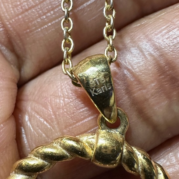 Gold Twisted Pendant Necklace - Picture 8 of 14